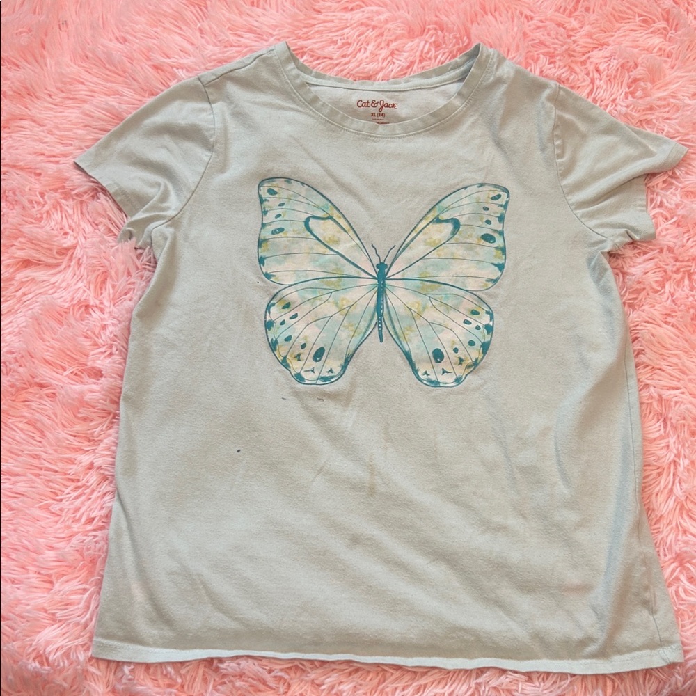 Cat & Jack Kids Tee with Butterfly - Light Blue
